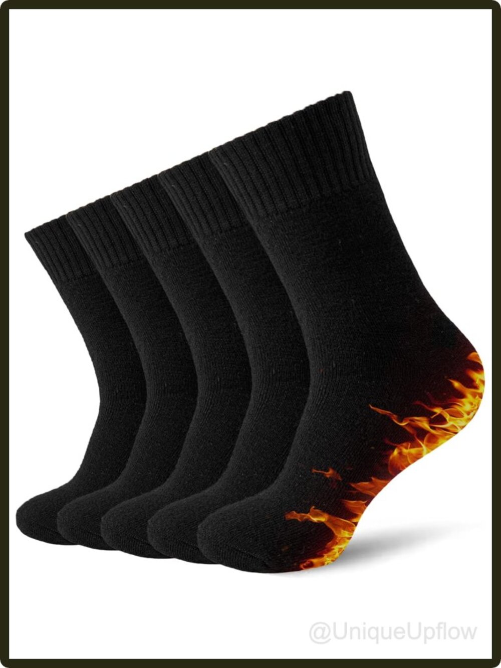 Wool Blend Thick Thermal Winter Boot Socks Crew 5 Pairs Black Skiing Hiking